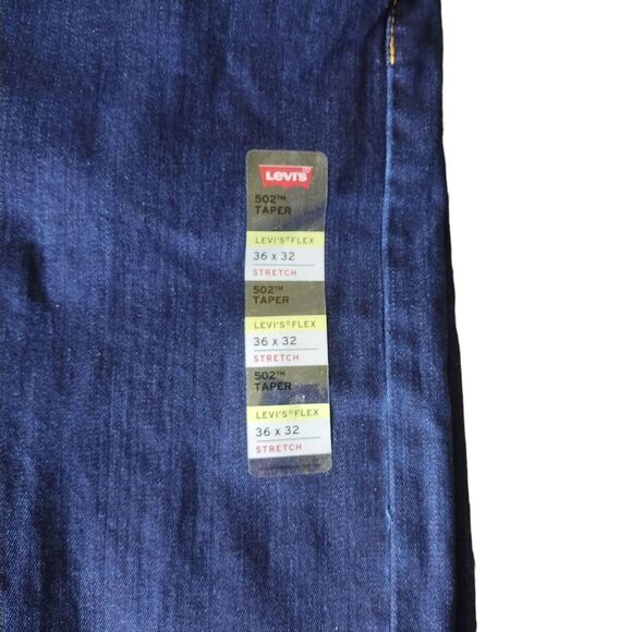 Levi's 502 Taper (Mens Size 36x32) Blue Denim Jeans Stretch Flex Medium Wash New - Picture 4 of 10